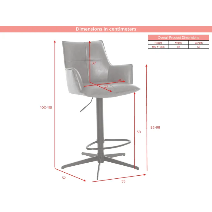 Jacob Bar Stool - Silver Grey PU