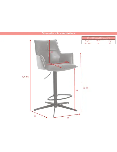 Jacob Bar Stool - Silver Grey PU