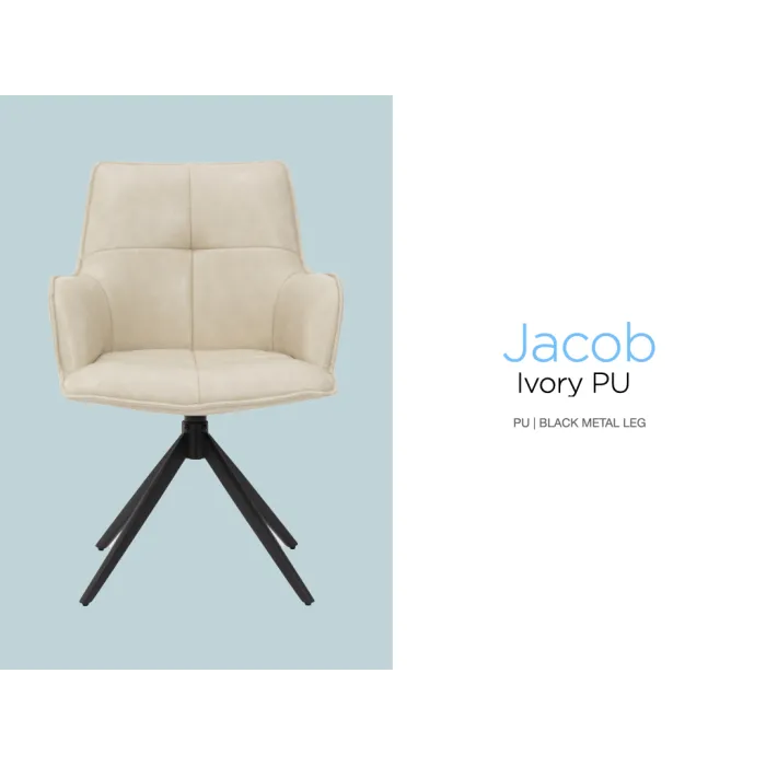 Jacob Dining Chair - Ivory PU