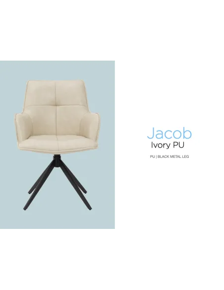 Jacob Dining Chair - Ivory PU