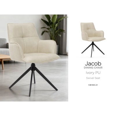 Jacob Dining Chair - Ivory PU