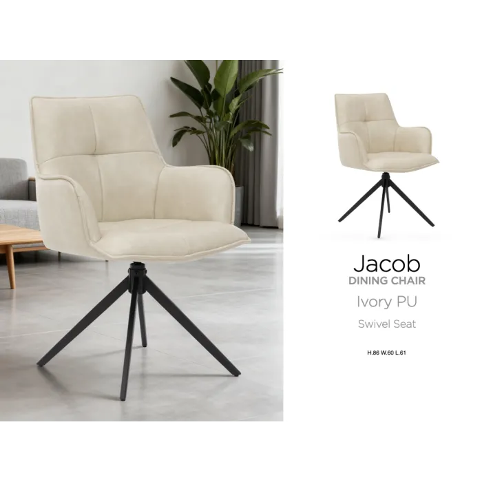 Jacob Dining Chair - Ivory PU