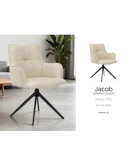 Jacob Dining Chair - Ivory PU