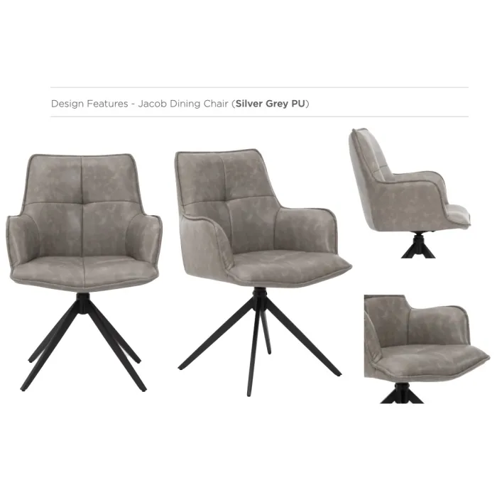 Jacob Dining Chair - Silver Grey PU
