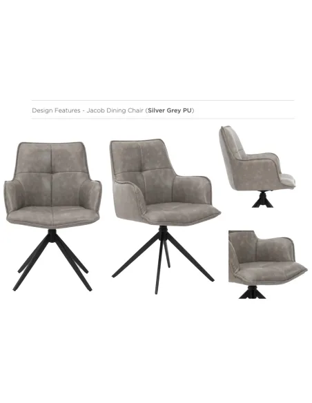 Jacob Dining Chair - Silver Grey PU