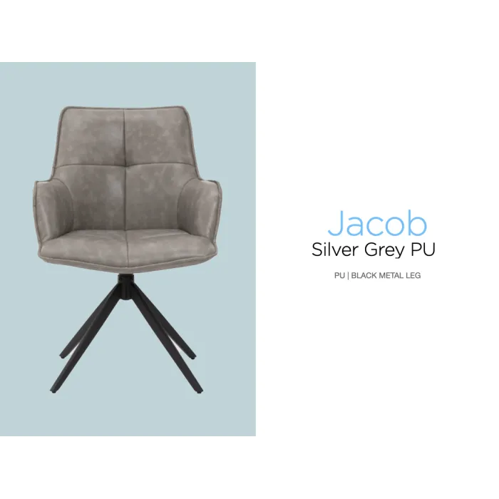 Jacob Dining Chair - Silver Grey PU