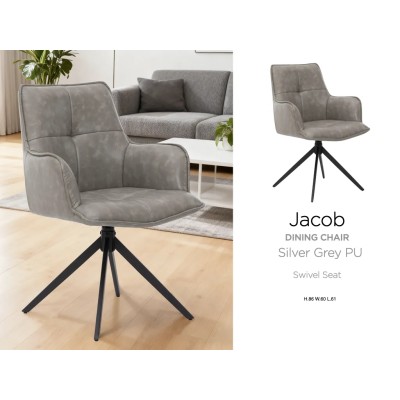 Jacob Dining Chair - Silver Grey PU