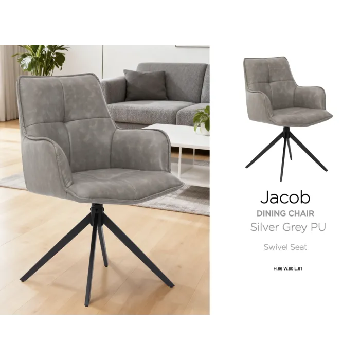 Jacob Dining Chair - Silver Grey PU