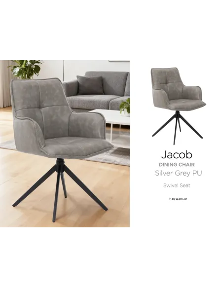 Jacob Dining Chair - Silver Grey PU