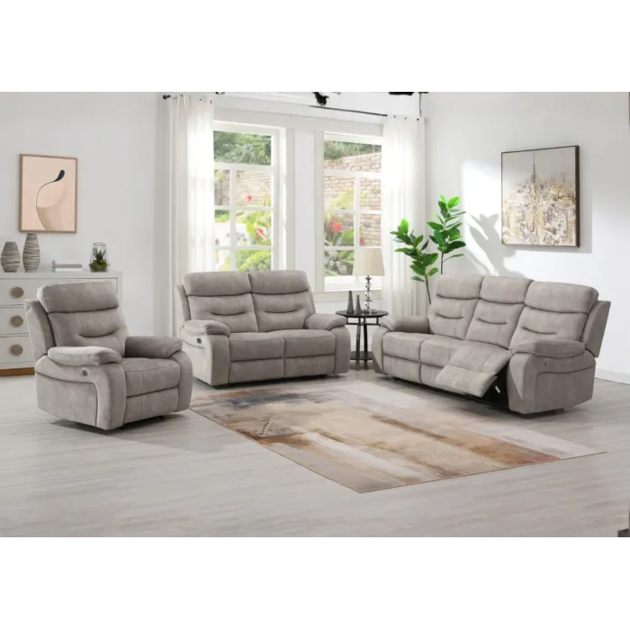 Alphons 3 Seater Sofa in Creamy Brown - Manual or Electric