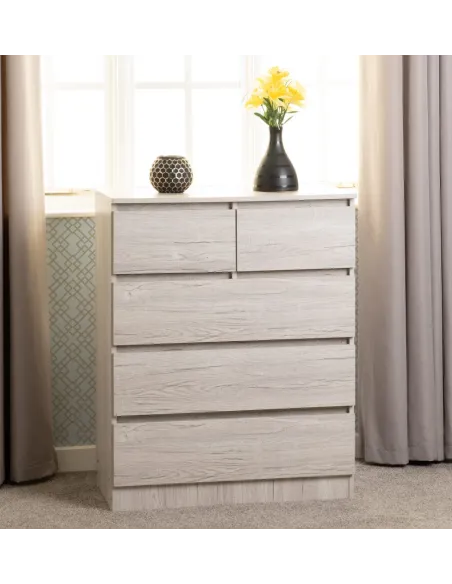 Malvern 3+2 Drawer Chest - Urban Snow