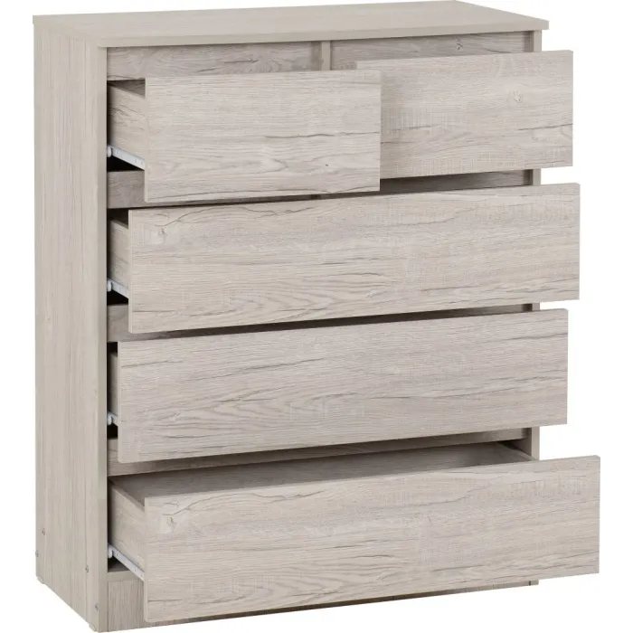 Malvern 3+2 Drawer Chest - Urban Snow