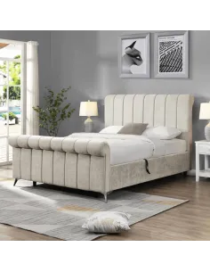 Carlow Side Gas Lift Bedframe in Beige - 4ft6 or 5ft 2