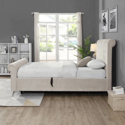 Carlow Side Gas Lift Bedframe in Beige - 4ft6 or 5ft