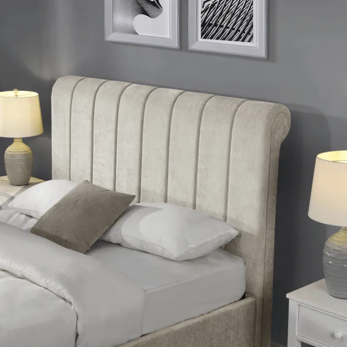Carlow Side Gas Lift Bedframe in Beige - 4ft6 or 5ft