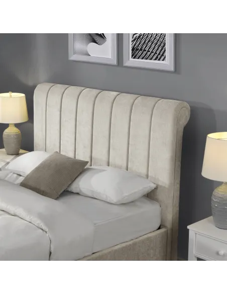 Carlow Side Gas Lift Bedframe in Beige - 4ft6 or 5ft