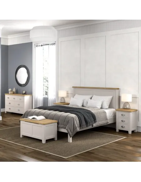Windermere 4ft6 Painted Bedframe - Grey/Oak