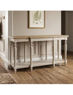 Chateau Painted 165cm Console Table - Grey/Pine Top