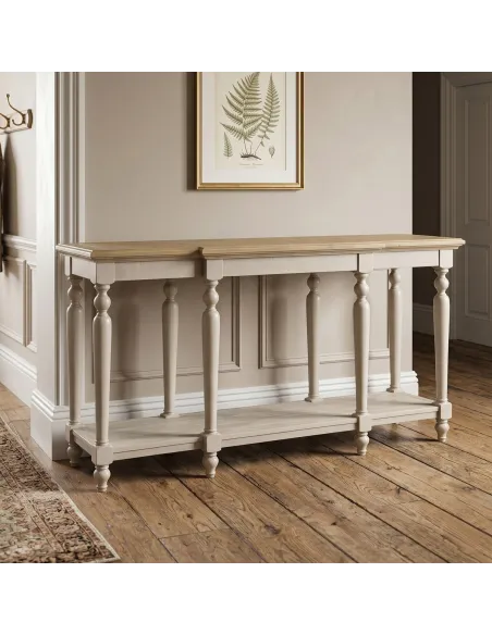 Chateau Painted 165cm Console Table - Grey/Pine Top