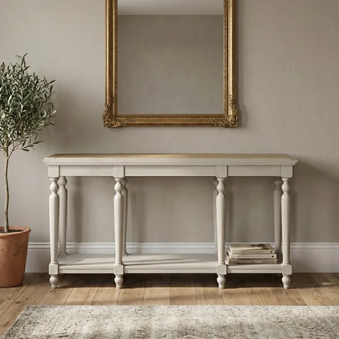 Chateau Painted 165cm Console Table - Grey/Pine Top