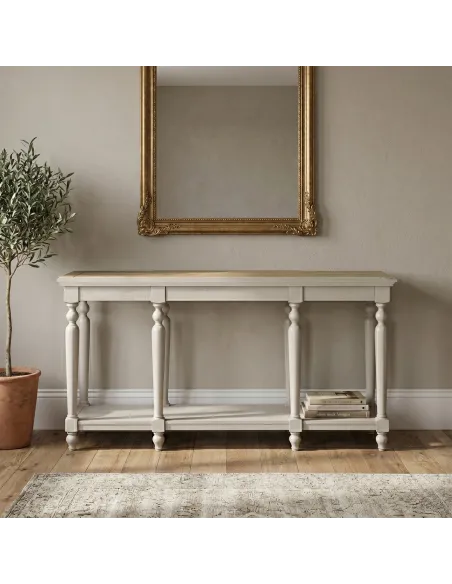 Chateau Painted 165cm Console Table - Grey/Pine Top