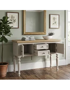 Chateau Painted Buffet Sideboard - Grey/Pine Top 2