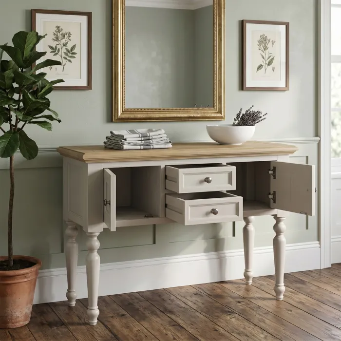Chateau Painted Buffet Sideboard - Grey/Pine Top