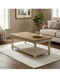 Chateau Painted Coffee Table - Grey/Pine Top