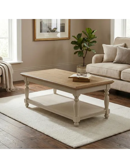 Chateau Painted Coffee Table - Grey/Pine Top