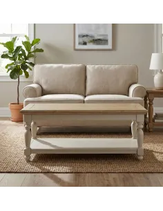 Chateau Painted Coffee Table - Grey/Pine Top 2