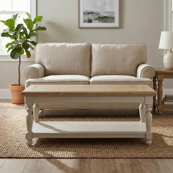 Chateau Painted Coffee Table - Grey/Pine Top