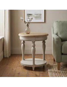 Chateau Painted Round Side Table - Grey/Pine Top