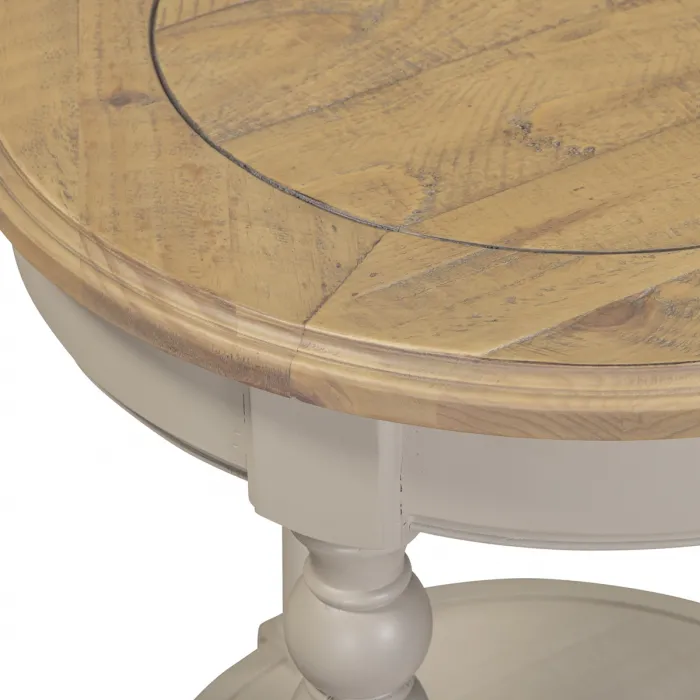 Chateau Painted Round Side Table - Grey/Pine Top