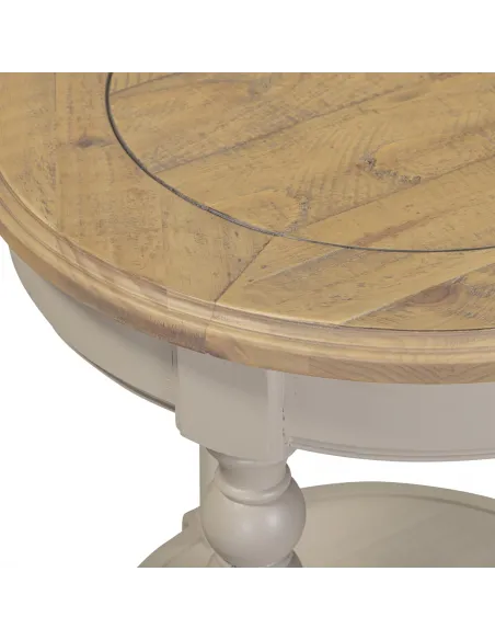 Chateau Painted Round Side Table - Grey/Pine Top