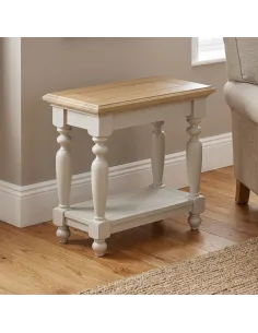 Chateau Painted Sofa Side Table - Grey/Pine Top