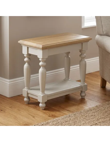 Chateau Painted Sofa Side Table - Grey/Pine Top