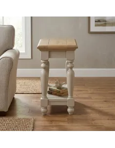 Chateau Painted Sofa Side Table - Grey/Pine Top 2