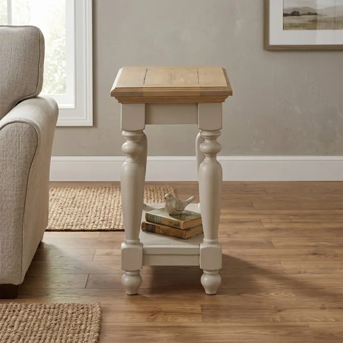 Chateau Painted Sofa Side Table - Grey/Pine Top