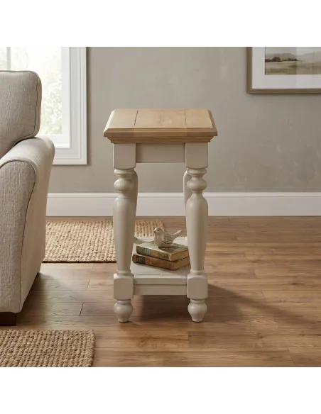 Chateau Painted Sofa Side Table - Grey/Pine Top