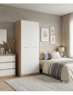 Devon 2 Door Combined Wardrobe - Sonoma Oak/White