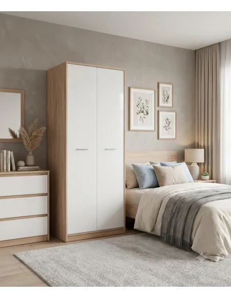 Devon 2 Door Combined Wardrobe - Sonoma Oak/White
