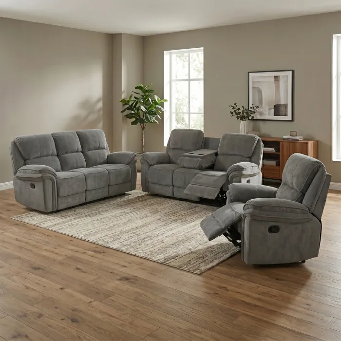 Westbury 2 Seater Manual Recliner Sofa - Stone