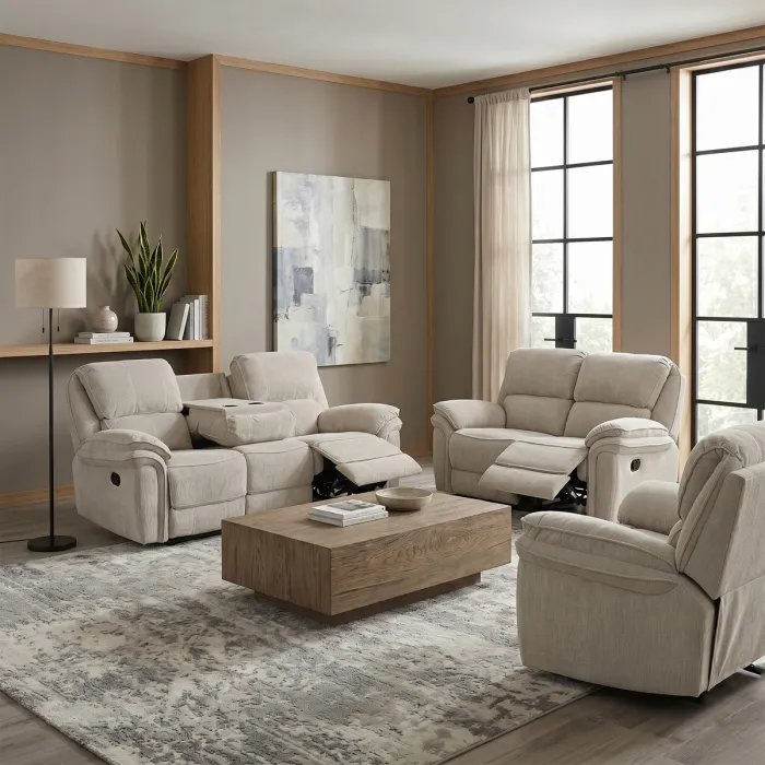 Westbury 3 Seater Manual Recliner Sofa - Beige
