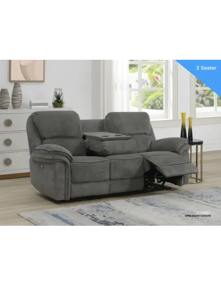 Westbury 3 Seater Electric Recliner Sofa - Stone