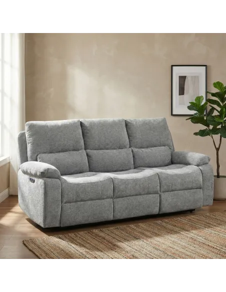 Knightsbridge Electric 3 Seater Sofa - Granite