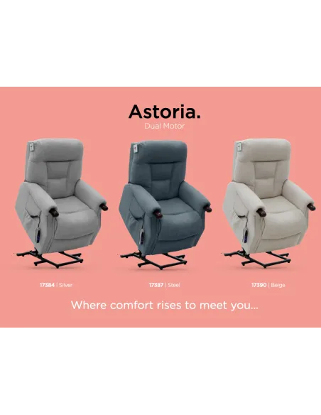 Astoria Dual Motor Lift & Tilt Armchair - Silver