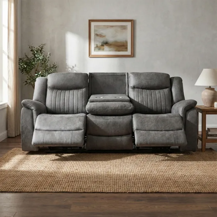 Darlington 3 Seater Sofa with Console - Grey