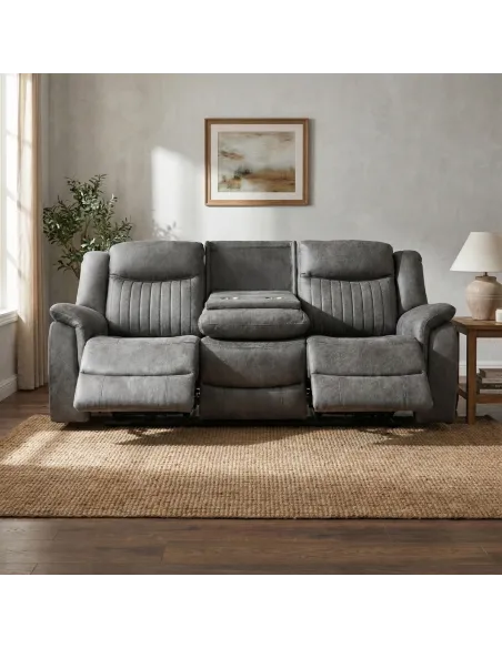 Darlington 3 Seater Sofa with Console - Grey