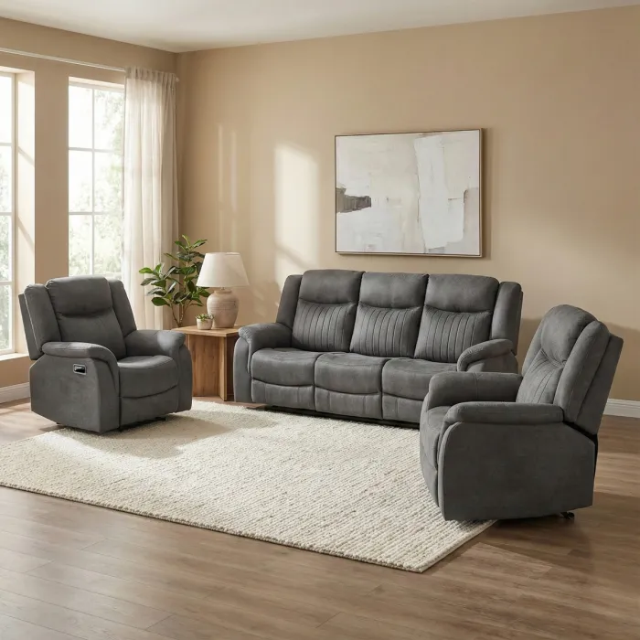 Darlington 3 Seater Sofa with Console - Grey