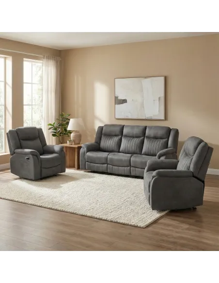Darlington 3 Seater Sofa with Console - Grey